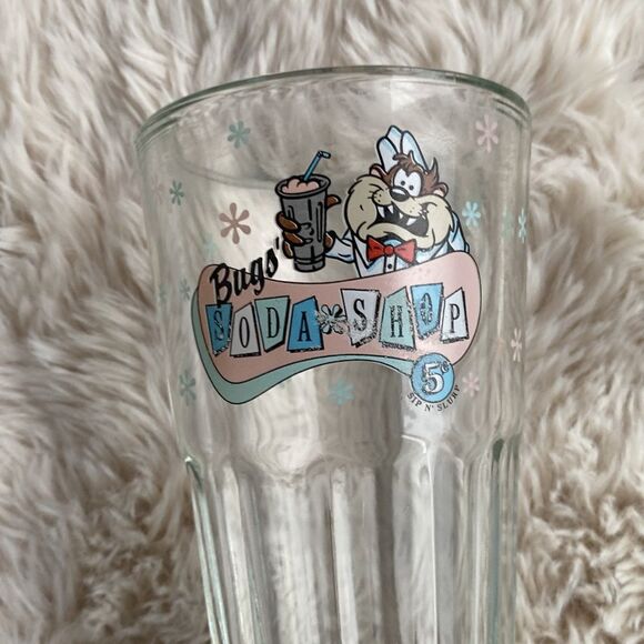 Vintage 1994 Looney Tunes TASMANIAN DEVIL Milkshake Soda Fountain Glass - Picture 2 of 5